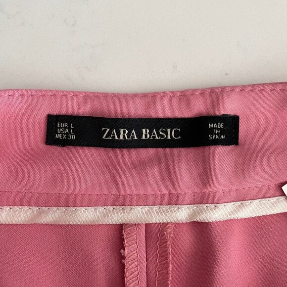 Zara Hi Waist Casual Cotton Poly Blend Frill Flounce Shorts Pink Sz L - Picture 7 of 10